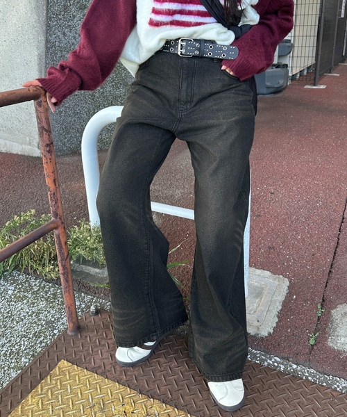 「apres jour mignon」 デニムパンツ LARGE ブラウン レディース_画像4