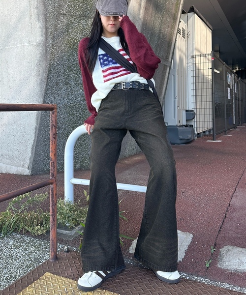 「apres jour mignon」 デニムパンツ LARGE ブラウン レディース_画像6