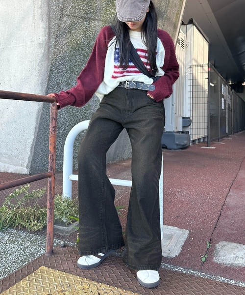 「apres jour mignon」 デニムパンツ LARGE ブラウン レディース_画像8