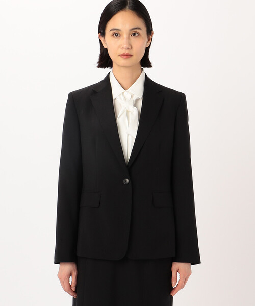 コムサデモード　黒 サテン テーラードジャケット レディース コムサデモード 黒 サテン テーラードジャケット レディース 黒コーデ