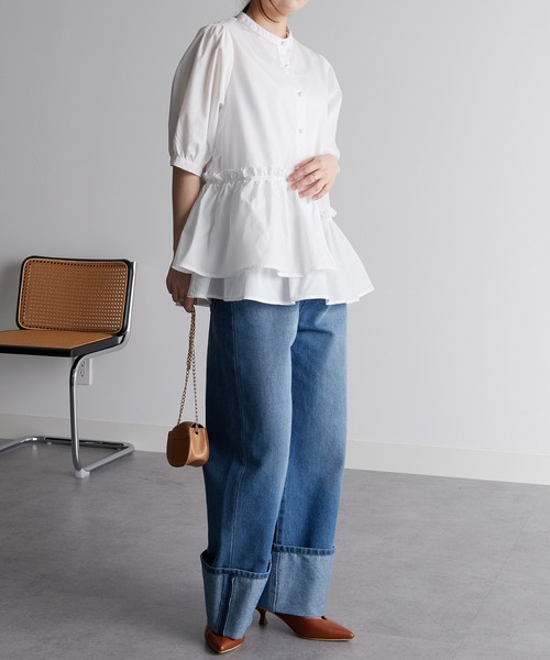 「RANAN」 長袖シャツ L ブルー レディース_画像2