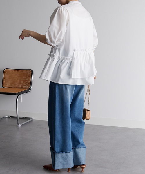 「RANAN」 長袖シャツ L ブルー レディース_画像4