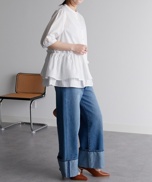 「RANAN」 長袖シャツ L ブルー レディース_画像5