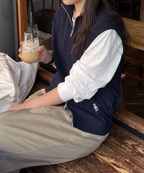 「BROKEN BASE」 ニットベスト LARGE グレー メンズ_画像9