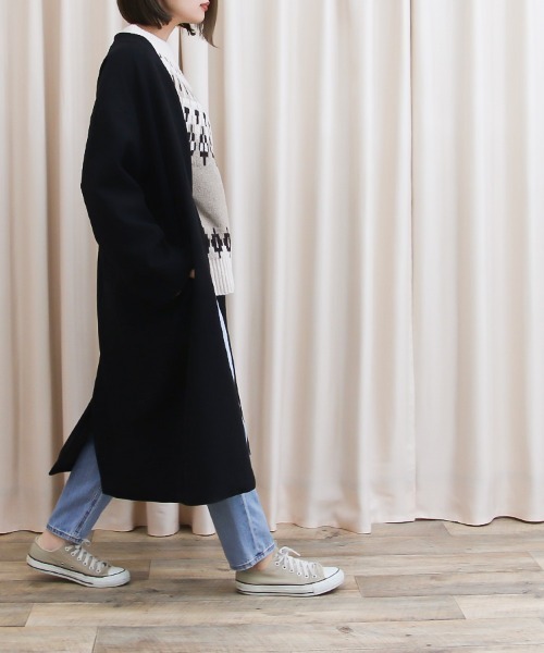 「Social GIRL」 ノーカラーコート S ピンクベージュ レディース_画像4