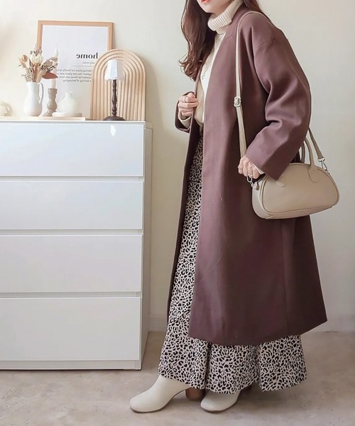 「Social GIRL」 ノーカラーコート S ピンクベージュ レディース_画像5