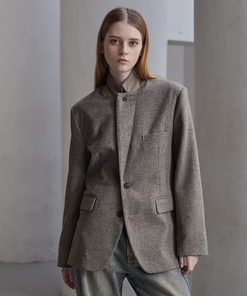 「CLEL」 テーラードジャケット X-SMALL グレー メンズ_画像3