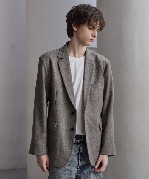 「CLEL」 テーラードジャケット X-SMALL グレー メンズ_画像4