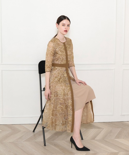 「Leja」 7分袖ワンピース FREE ブラウン レディース_画像5