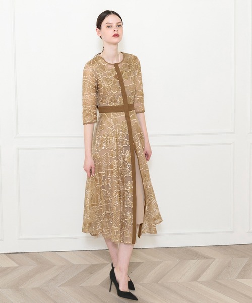 「Leja」 7分袖ワンピース FREE ブラウン レディース_画像6