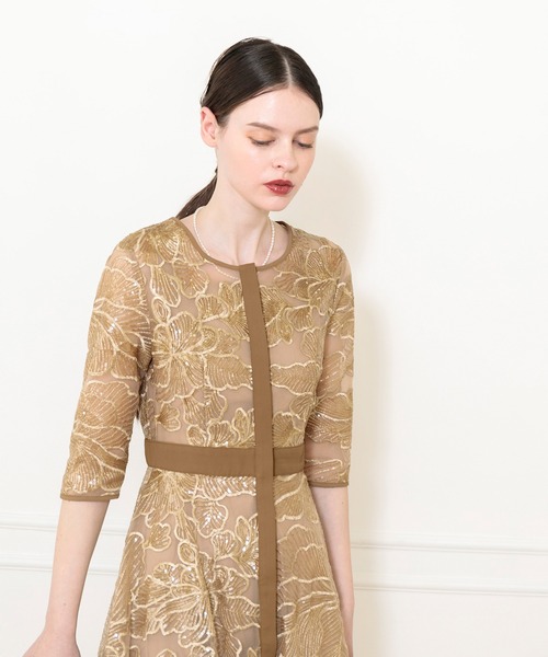 「Leja」 7分袖ワンピース FREE ブラウン レディース_画像7