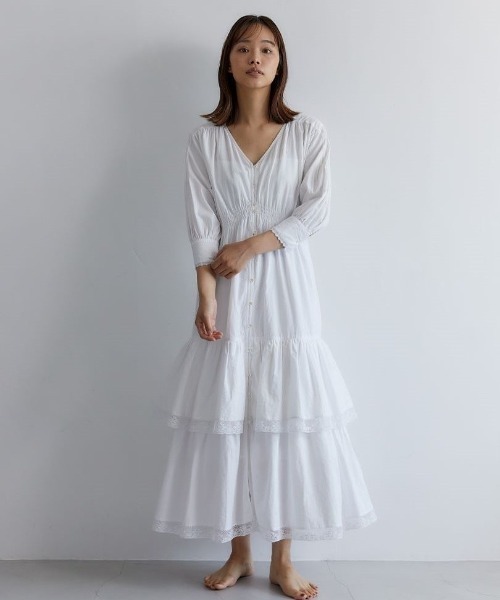 「CASA FLINE」 長袖ワンピース FREE グリーン レディース_画像2