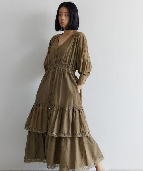 「CASA FLINE」 長袖ワンピース FREE グリーン レディース_画像3