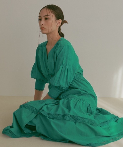 「CASA FLINE」 長袖ワンピース FREE グリーン レディース_画像7