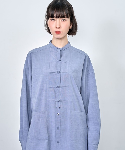 シャツ Nora Lily China loop L S Shirt メンズ レディース Nora Lily Crazy Pattern Check S S Shirt Grey x Blue Connecter Tokyo by Brand Collective https t co WOzU6Re9eX