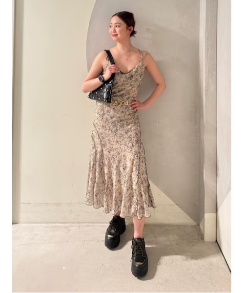 Desigual（デシグアル） ワンピース 小花マーブルトリムキャミマキシ