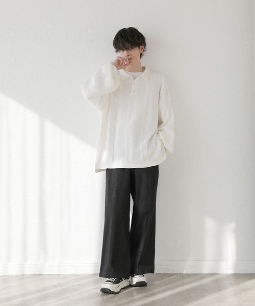 「LILL」 長袖ニット M ブラック メンズ_画像8