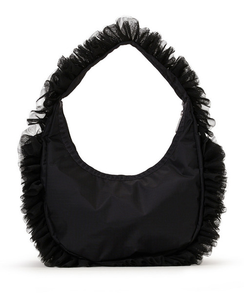 ショルダーバッグ バッグ RUFFLE ZIP HOBO ブラックレースラッフル レディースの画像