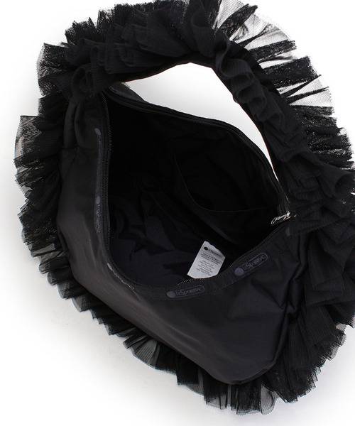 ショルダーバッグ バッグ RUFFLE ZIP HOBO ブラックレースラッフル レディースの画像