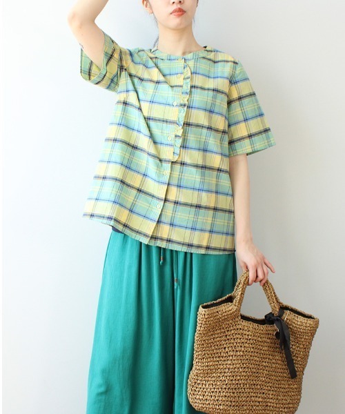 「MB mint breeze」 半袖ブラウス 4L グリーン レディース_画像4