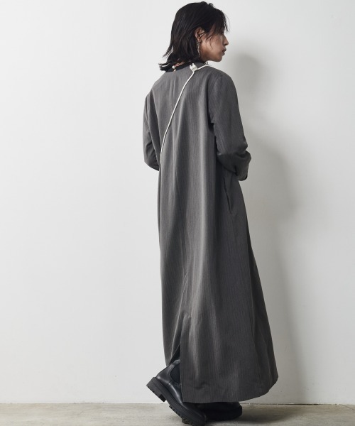 「CHIC STYLE」 長袖ワンピース L グレー レディース_画像4