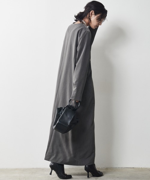 「CHIC STYLE」 長袖ワンピース L グレー レディース_画像6