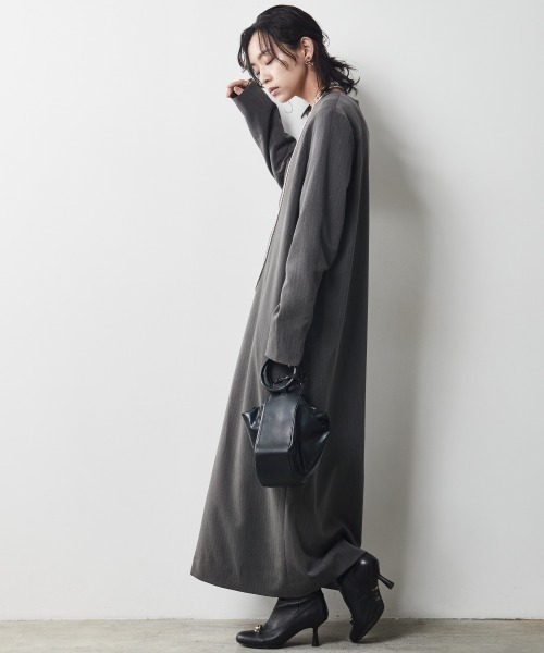 「CHIC STYLE」 長袖ワンピース L グレー レディース_画像7