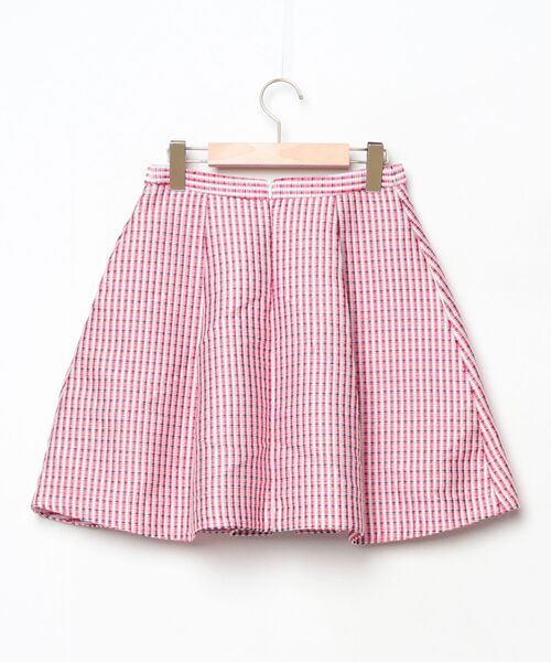 「MSGM」 チェック柄フレアスカート 38 レッド レディース_画像2