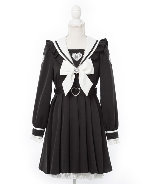 「DearMyLove」 長袖ワンピース MEDIUM ブラック レディース_画像4