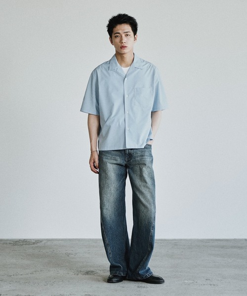 「WYM LIDNM」 半袖シャツ L サックスブルー メンズ_画像2