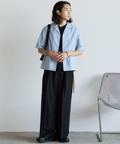 「WYM LIDNM」 半袖シャツ L サックスブルー メンズ_画像9