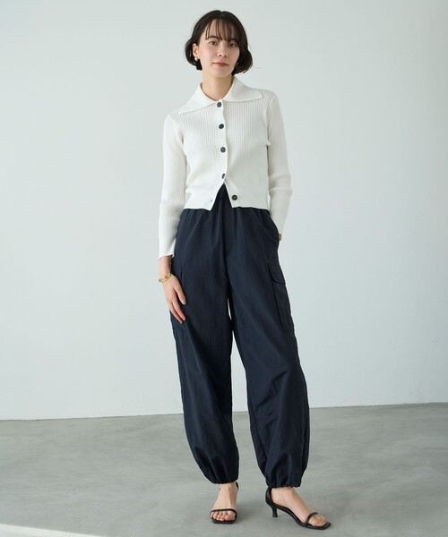 「UNFILO」 ニットカーディガン SMALL ネイビー レディース_画像2