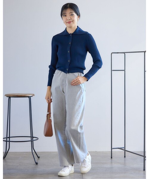 「UNFILO」 ニットカーディガン SMALL ネイビー レディース_画像9