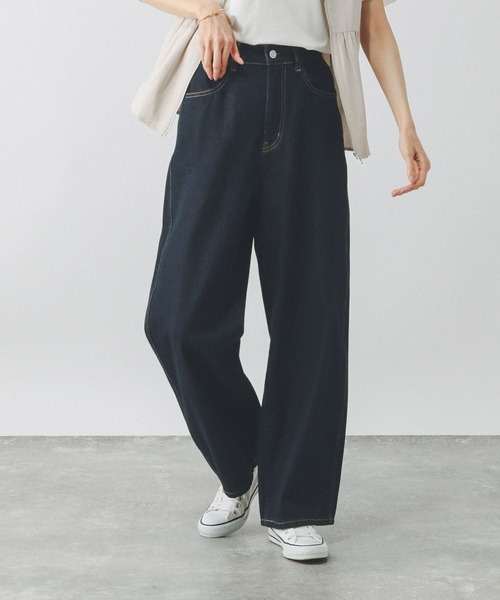 「GLOBAL WORK」 デニムパンツ LARGE ライトブルー レディース_画像2