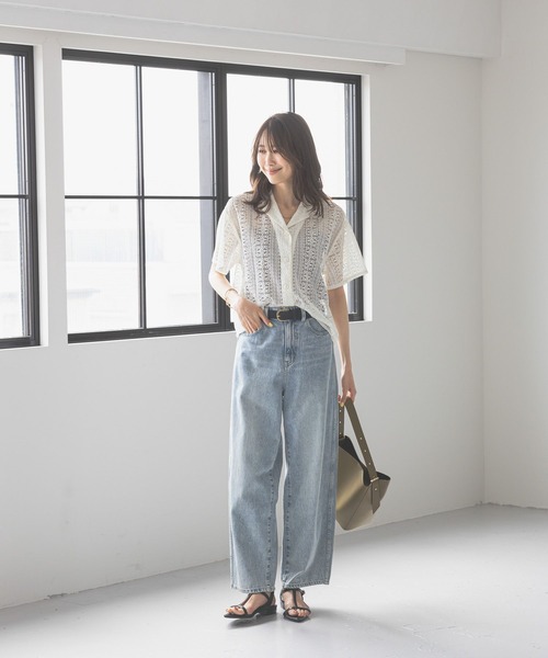 「GLOBAL WORK」 デニムパンツ LARGE ライトブルー レディース_画像4