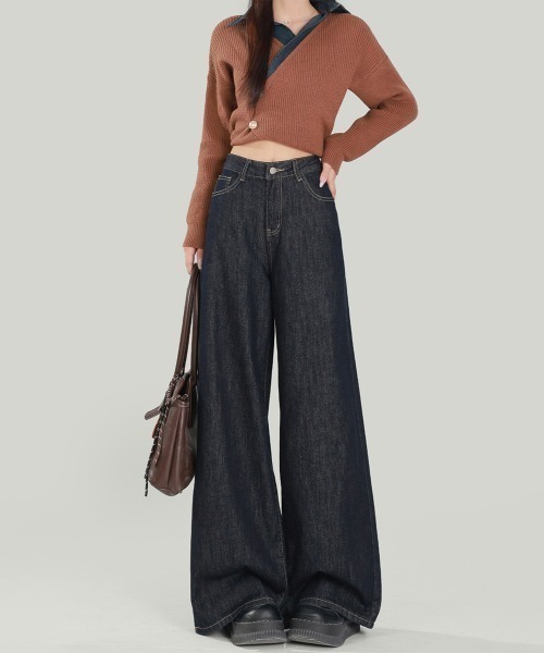 「center i」 ブーツカットデニムパンツ L ブルー レディース_画像3