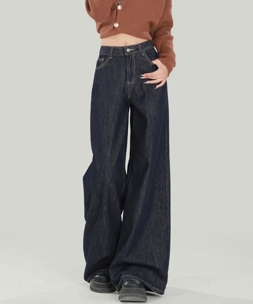 「center i」 ブーツカットデニムパンツ L ブルー レディース_画像4