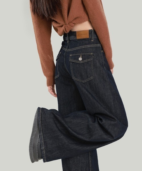 「center i」 ブーツカットデニムパンツ L ブルー レディース_画像5