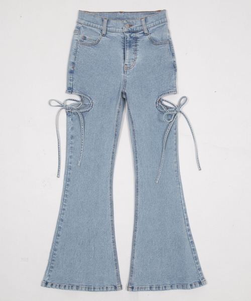 「WEGO」 ブーツカットデニムパンツ SMALL スカイブルー レディース_画像2