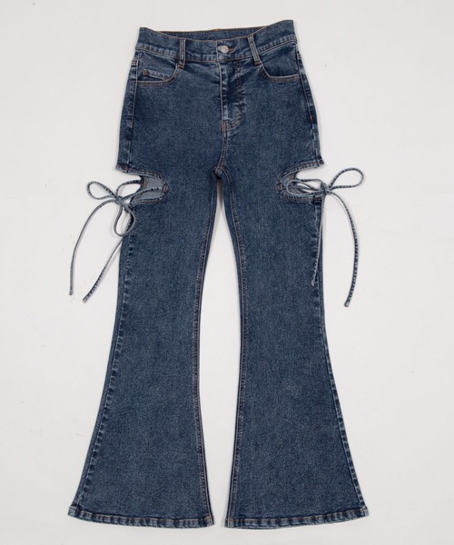 「WEGO」 ブーツカットデニムパンツ SMALL スカイブルー レディース_画像3