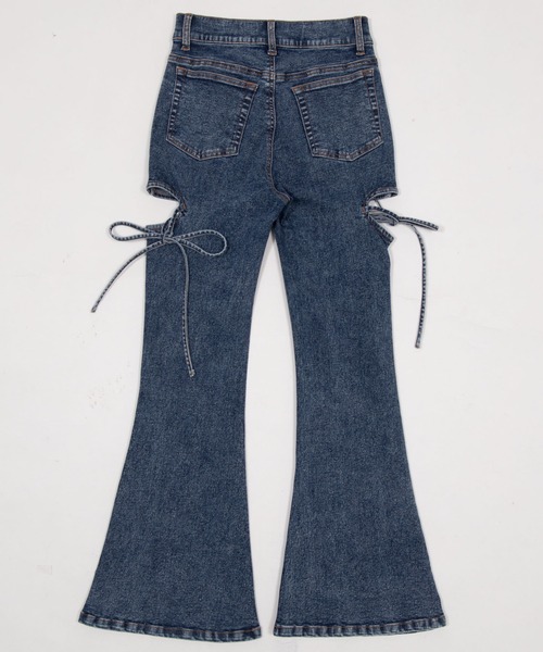 「WEGO」 ブーツカットデニムパンツ SMALL スカイブルー レディース_画像6