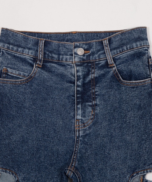 「WEGO」 ブーツカットデニムパンツ SMALL スカイブルー レディース_画像7