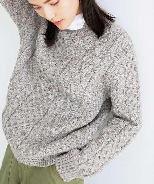 Kerrywoollenmills ニット セーター ARAN CABLE CREW NECK