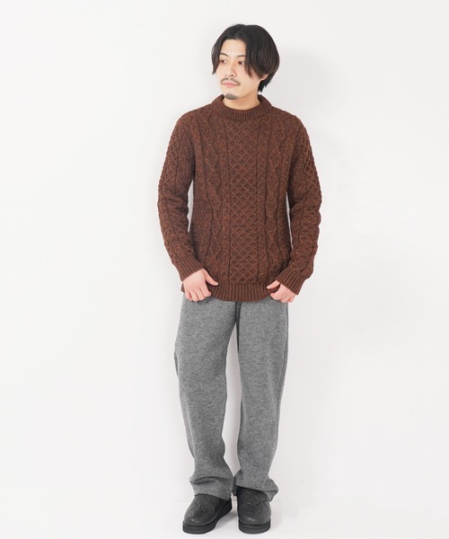 ニット セーター ARAN CABLE CREW NECK SWEATER レディース メンズ Kerrywoollenmills ニット セーター ARAN CABLE CREW NECK