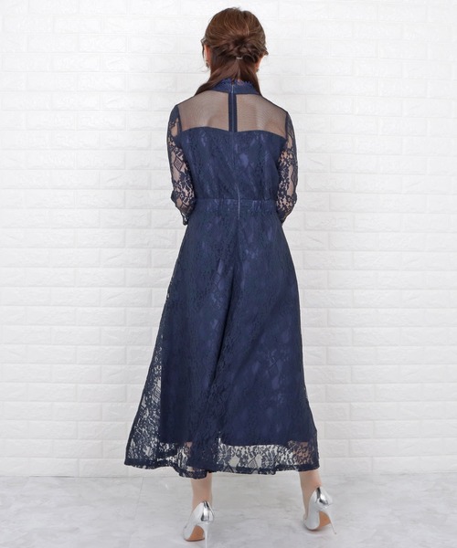 総レース ロングスカート ドレス ハイネック フレア袖 Q075 GI5786EW01134_fw_thumbM.jpg