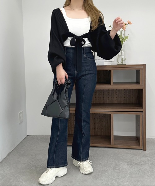 apres jour（アプレジュール） カーディガン フロントリボンニット