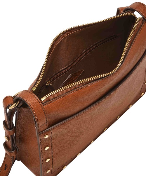 美品✨️ フォッシル ショルダーバッグ レザー ブラウン ターンロック FOSSIL フォッシル ◯ショルダーバッグ ターンロックレザー