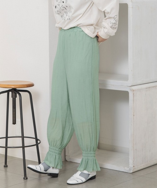 POU DOU パンツ 裾シャーリングフリルパンツ レディース : ZOZOTOWN