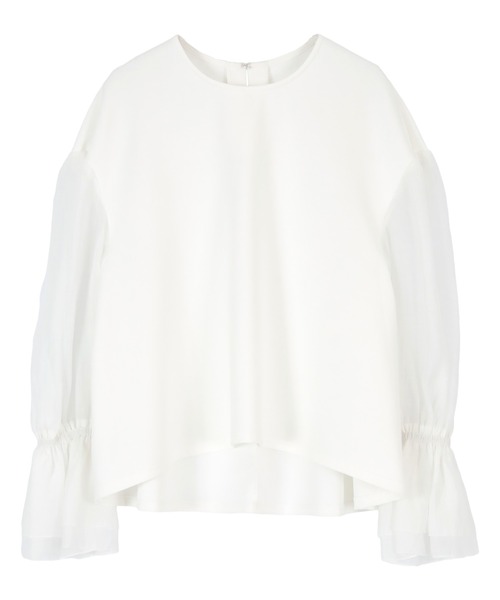 tシャツ ボリュームスリーブドッキングプルオーバー レディース titivate tシャツ シアーボリュームスリーブドッキングプル