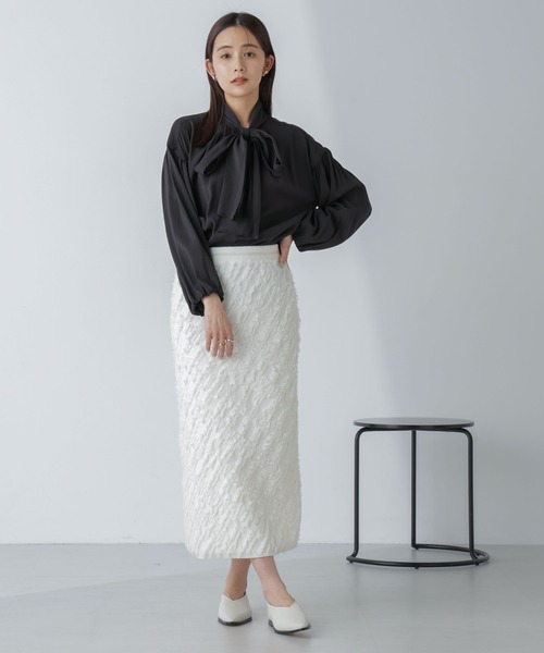 「星玲奈×NANO universe」ジョーゼットボータイブラウス 星玲奈 × NANO universe 」ジョーゼット ボータイ ブラウス